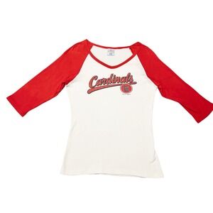 MLB St Louis‎ Cardinals 3/4 Length Sleeve T-Shirt Glitter Logo Womens Med *Read*